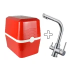 Eco One 5 Aşamalı Pompasız - Kırmızı + 3 Yollu Lüks Musluk - Chrome