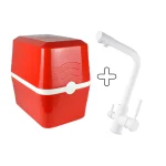 Eco One 5 Aşamalı Pompasız - Kırmızı + 3 Yollu Lüks Musluk - Beyaz